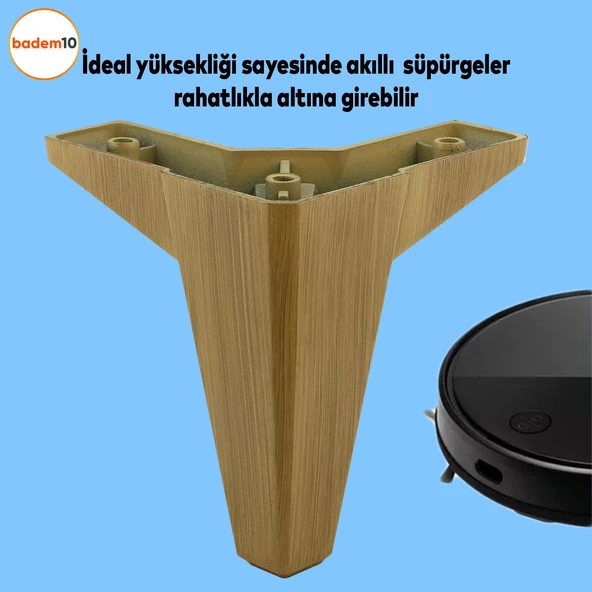 Sedir Lüks Mobilya Kanepe Baza Tv Ünitesi Koltuk Ayağı Ahşap Desenli Açık Ceviz Renk 12 Cm Ayakları - 5