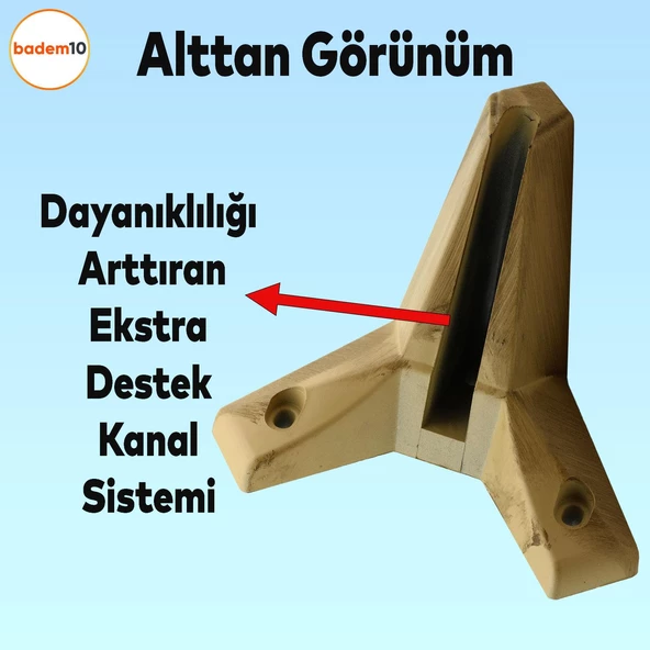 Sedir Lüks Mobilya Kanepe Baza Tv Ünitesi Koltuk Ayağı Ahşap Desenli Açık Ceviz Renk 12 Cm Ayakları - 4