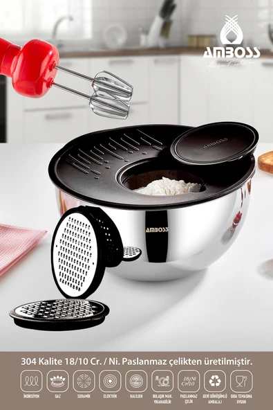 Amboss BARNİTE KEK Granit KALIBI VE Çok Amaçlı SATİN KASE SETİ - 2