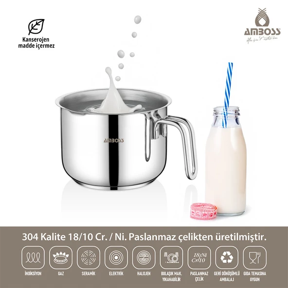 Amboss Saphire Long Paslanmaz Çelik Sütlük 16 cm - Resim 3