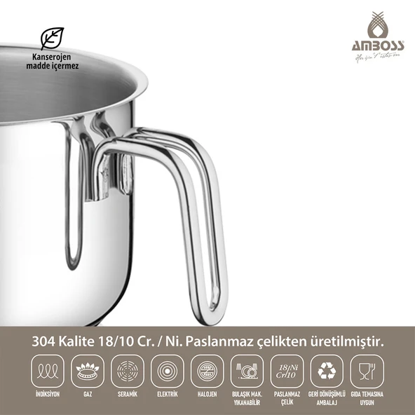 Amboss Saphire Long Paslanmaz Çelik Sütlük 14 cm - Resim 4