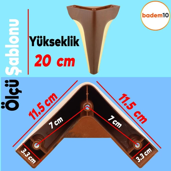 Endülüs Mobilya Kanepe Tv Ünitesi Konsol Koltuk Ayağı Kahverengi Ceviz Renk 20 Cm Ayak - 4