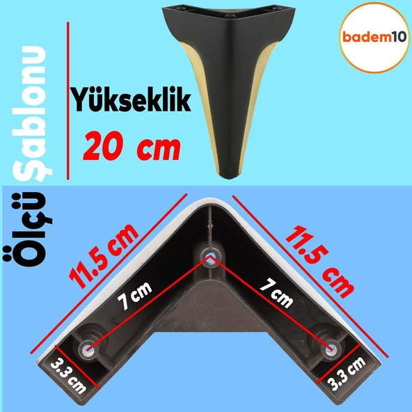 Endülüs Mobilya Kanepe Tv Ünitesi Konsol Koltuk Ayağı Siyah Renk 20 Cm Ayak - 4