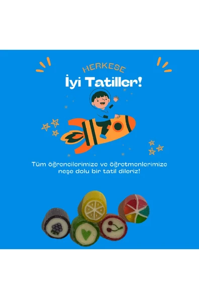 ŞEKERCİYAŞAR Sarı Uçak Yarıyıl Tatili Şeker Kartı 50 Adet - 1