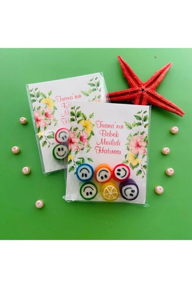 ŞEKERCİYAŞAR Çiçek Desenli Doğum Günü- Baby Shower-mevlit Şeker Hediyesi 40 Adet - 1