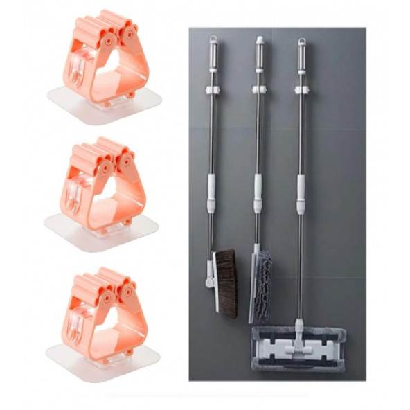 SİHİRLİ MOP TUTUCU FIRÇA PASPAS DÜZENLEYİCİ ASMA ASKI APARATI TUTACAK 3 ADET