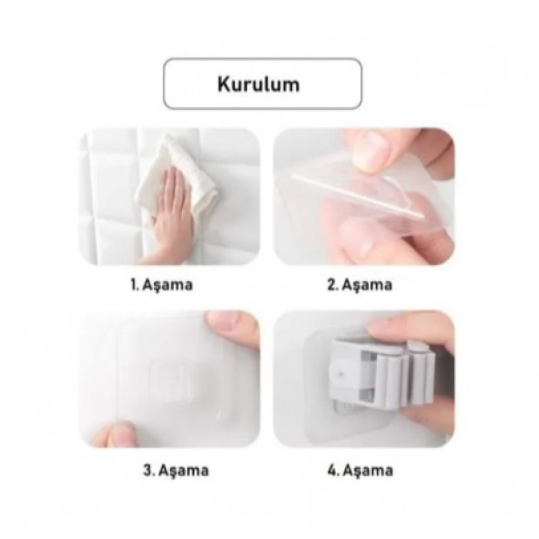 SİHİRLİ MOP TUTUCU FIRÇA PASPAS DÜZENLEYİCİ ASMA ASKI APARATI TUTACAK 3 ADET - 3