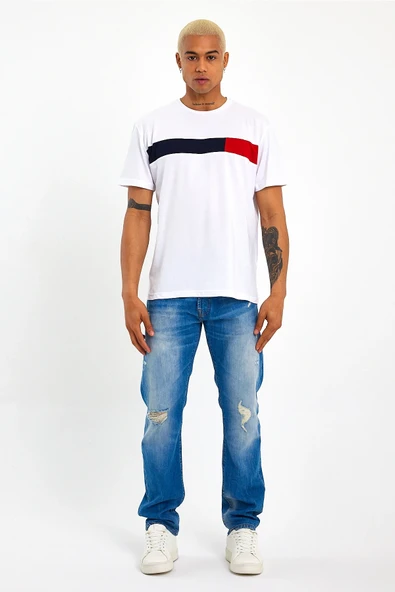 Süperlife Erkek  Bisiklet Yaka Regular Fit Garnili  Tişort SPR23TS301 - 3