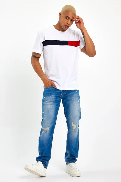 Süperlife Erkek Bisiklet Yaka Regular Fit Garnili Tişort SPR23TS301 - 4