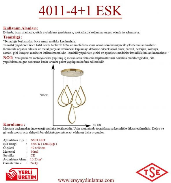 Eray Aydınlatma 4011-5 Y Eskitme Led Avize - 3