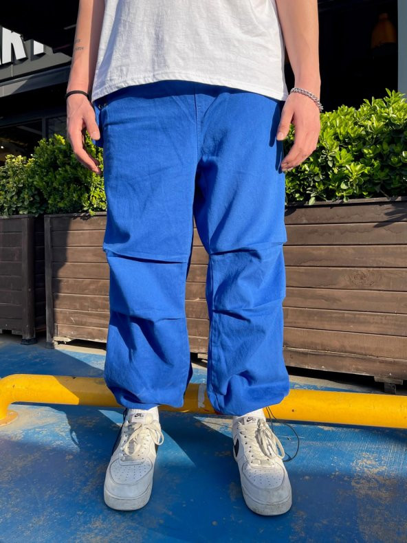Premium Paraşüt Utililty Unisex Pantolon Mavi
