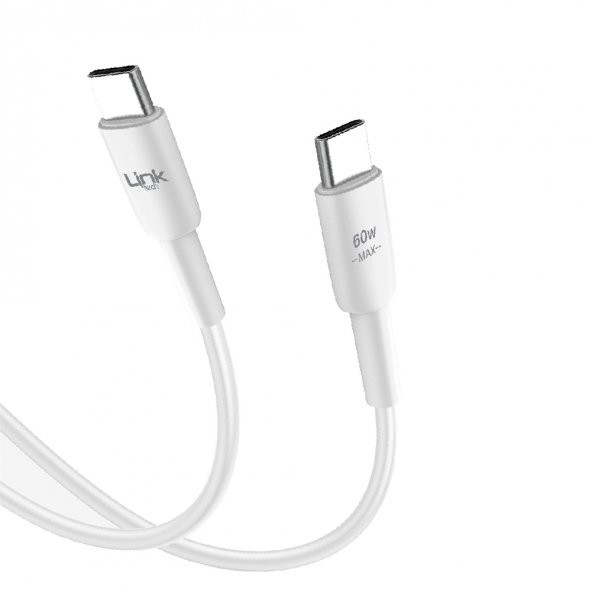 LinkTech K604 Safe Type-C - Type-C 60W Hızlı Şarj Kablosu 1mt Beyaz - 2