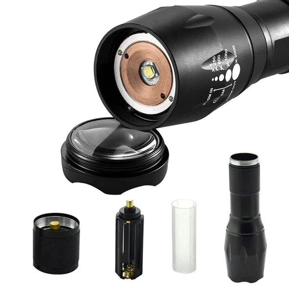 Powermaster Uzun Menzilli Zoom lu Ledli El Feneri 4 Modlu En İyi El Feneri Kamp Ev Tipi Aydınlatma - 9