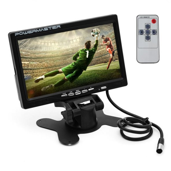 Powermaster 7 İnç 17 Ekran 2 Kanal Dijital Oto Monitör 12-24 Volt Araç İçi Monitör Rca Soketli Kamera Bağlabilir