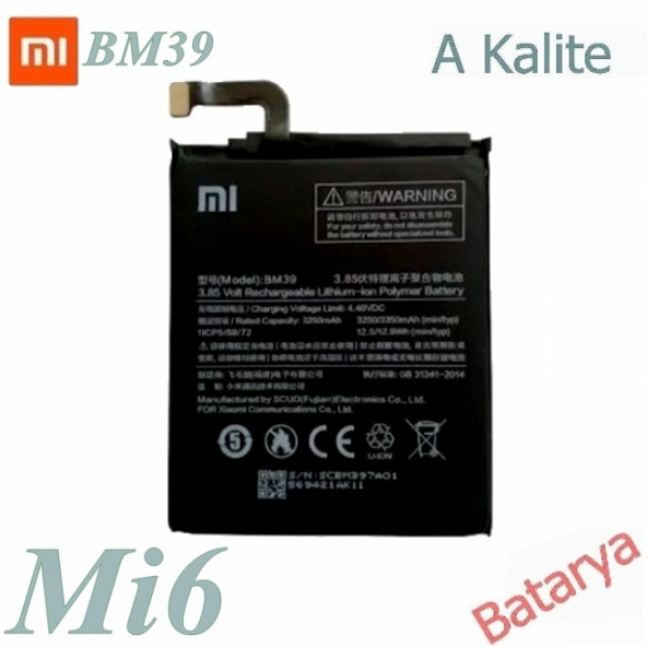 Xiaomi Mi6 BM39 Uyumlu Batarya Pil 3350 mAh Redmi mi 6 Uyumlu Yedek Batarya