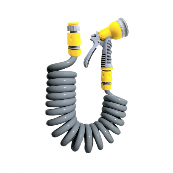 Plasyay Spiral Veranda Araç Yıkama Bahçe Sulama 8 Fonksiyonlu Bay-Tec Başlıklı Set