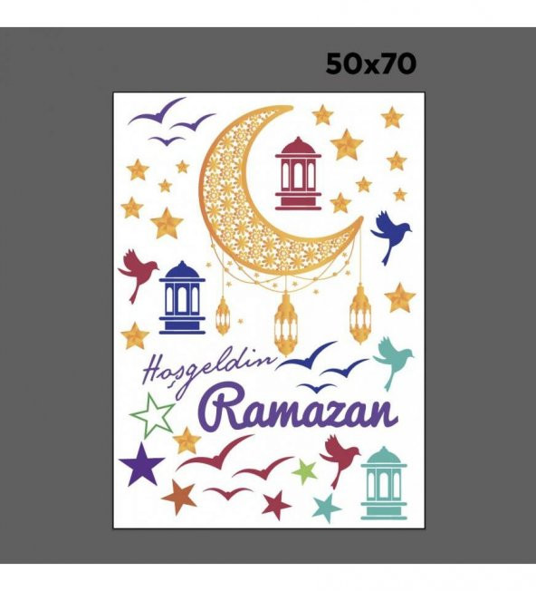 Hoşgeldin Ramazan Cam - Duvar Sticker Seti HK2555 - 2