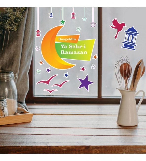 Hoşgeldin Ramazan Cam - Duvar Sticker Seti HK2553 - 2