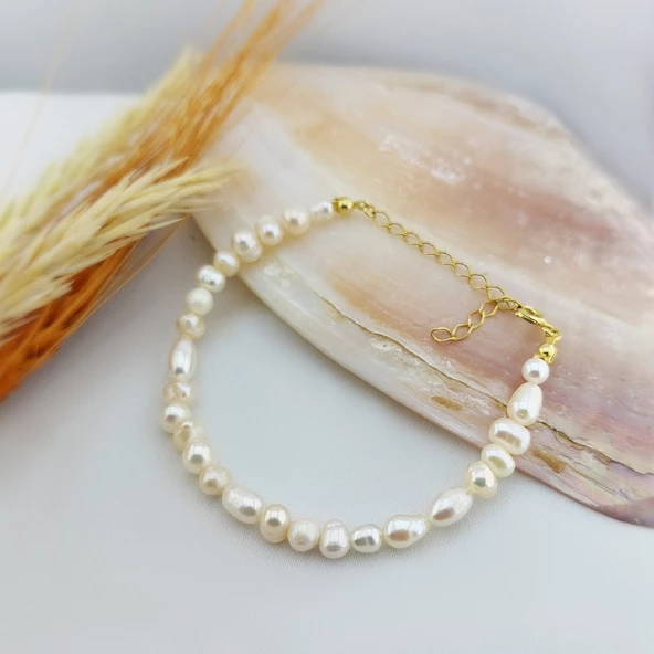 Vaoov 925 Ayar Gümüş Doğal Gerçek İnci Bileklik ürün görseli