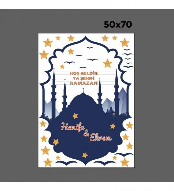 Kişiye Özel Hoşgeldin Ramazan Mahyalı Tasarım Cam - Duvar Sticker Seti HK2552 - 3
