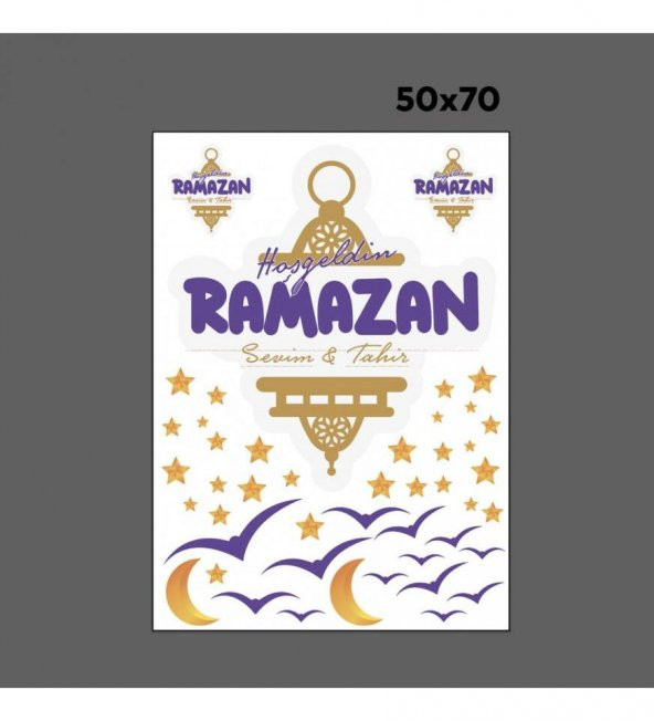 Kişiye Özel Hoşgeldin Ramazan Cam - Duvar Sticker Seti HK2551 - 2