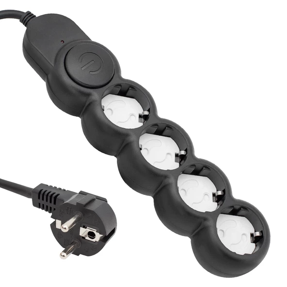 VEA VE-2S5S 4LÜ 2 METRE KABLOLU ANAHTARLI SİYAH AKIM KORUMALI GRUP PRİZ - 4