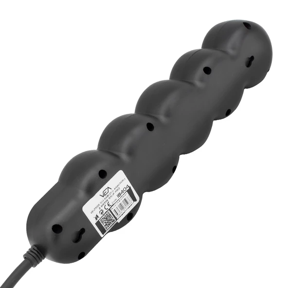 VEA VE-2S5S 4LÜ 2 METRE KABLOLU ANAHTARLI SİYAH AKIM KORUMALI GRUP PRİZ - 5