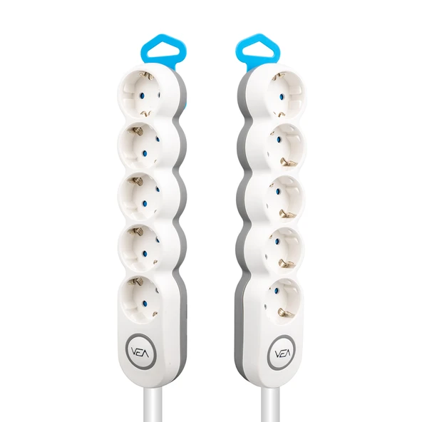 VEA VE-2S5S 4LÜ 2 METRE KABLOLU ANAHTARLI SİYAH AKIM KORUMALI GRUP PRİZ - 2