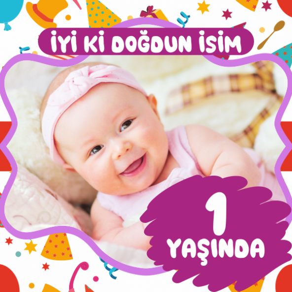 Kişiye Özel Resimli Doğum Günü Kumaş Afiş 150x150 cm - 2