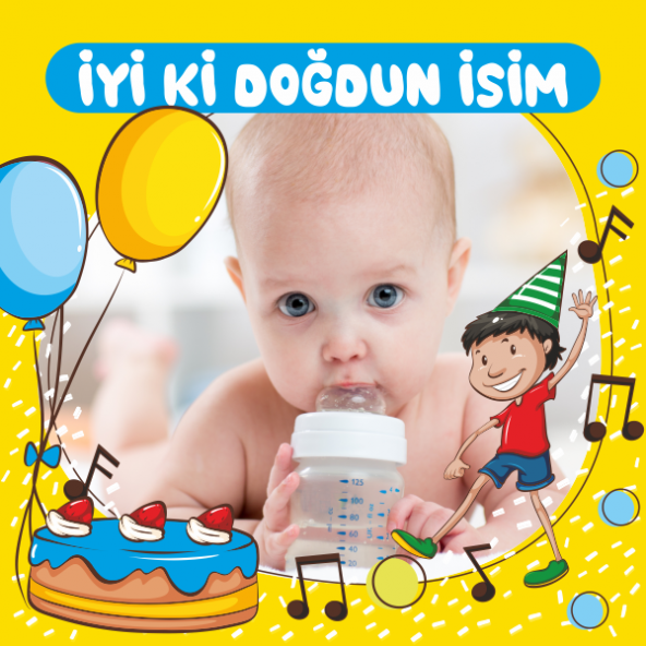 Kişiye Özel Resimli Doğum Günü Kumaş Afiş 150x150 cm - 2