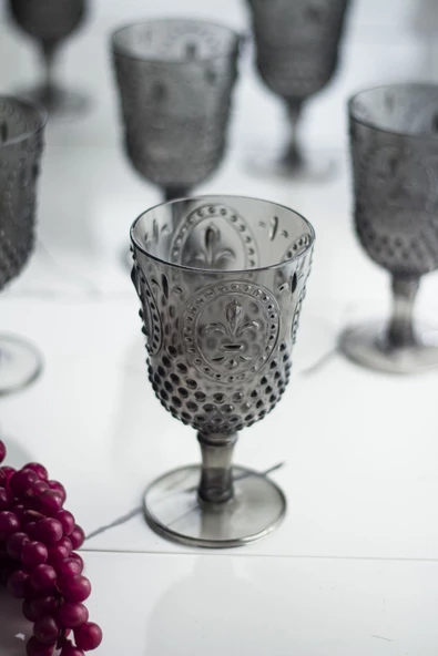 Akrilik Füme 6'lı Kadeh & Su Meşrubat Kahve Yanı Bardağı 450 ml ( Cam Değildir ) - 2