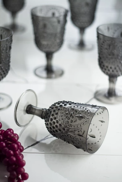 Akrilik Füme 6'lı Kadeh & Su Meşrubat Kahve Yanı Bardağı 450 ml ( Cam Değildir ) - 3