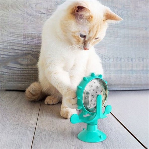 Vantuzlu Zilli İnteraktif Dönebilen Mama Kaplı Renkli Eğlenceli Eğitici Kedi Oyuncağı (579)