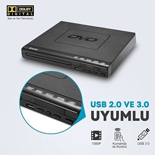 Hello Hl-5483 Dvd Player Divx Kumandalı Hdmi Çıkışlı Dvd Vcd Usb Den Film Oynatabilme - 8