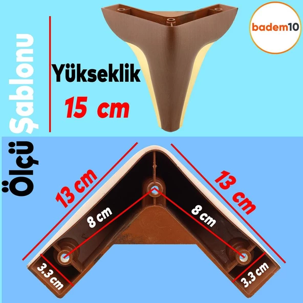 Endülüs Mobilya Kanepe Sehpa Tv Ünitesi Baza Koltuk Ayağı Kahverengi Renk 15 Cm Ayakları - 4