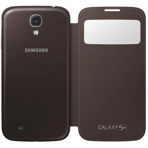 Samsung i9500 Galaxy S4 Orjinal S View Cover Kılıf - Kahve EF-CI950BAEGWW - Resim 5