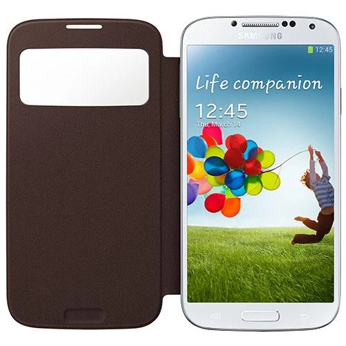 Samsung i9500 Galaxy S4 Orjinal S View Cover Kılıf - Kahve EF-CI950BAEGWW - Resim 2