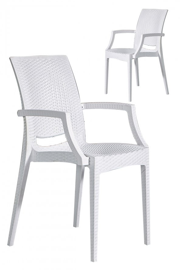 SANDALİE 2 Adet Rattan Lüx Beyaz Sandalye / Balkon-Bahçe-Teras