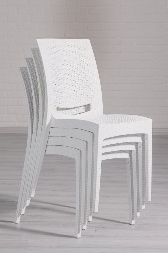 SANDALİE 2 Adet Rattan Beyaz Sandalye / Balkon-Bahçe-Teras - 3