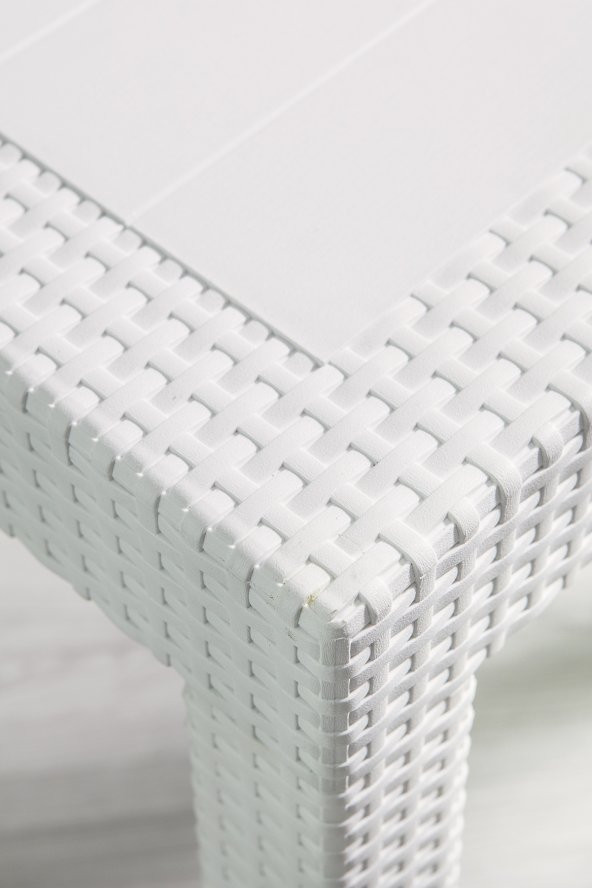 SANDALİE Rattan 80x80 Camsız Beyaz Masa - Bahçe&Balkon&Teras - 2