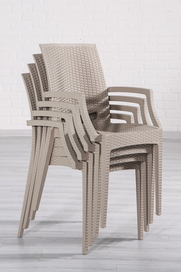 SANDALİE 2 Adet Rattan Lüx Cappucino Sandalye / Balkon-Bahçe-Teras - 3