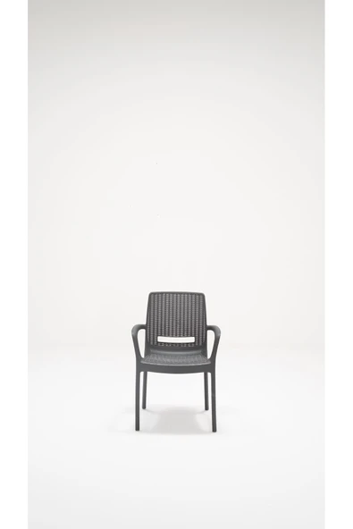 SANDALİE 4 Adet Rattan Lüx Antrasit Sandalye / Balkon-Bahçe-Teras