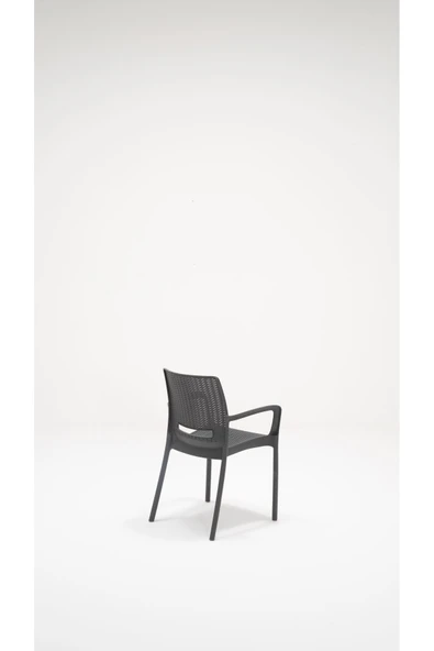 SANDALİE 4 Adet Rattan Lüx Antrasit Sandalye / Balkon-Bahçe-Teras - 4
