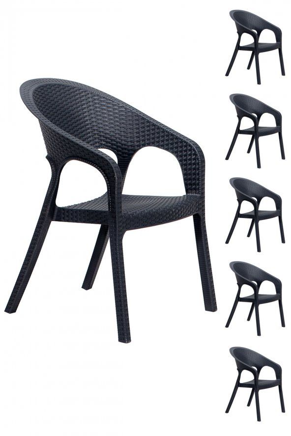 SANDALİE 6 Adet Garden Antrasit Sandalye / Balkon-Bahçe-Teras