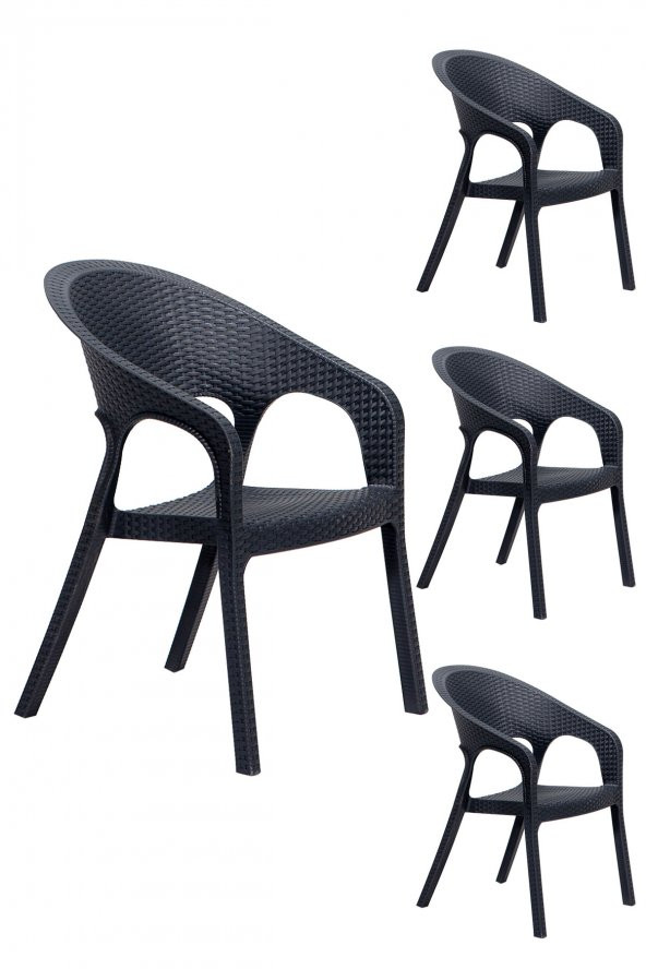 SANDALİE 4 Adet Garden Antrasit Sandalye / Balkon-Bahçe-Teras