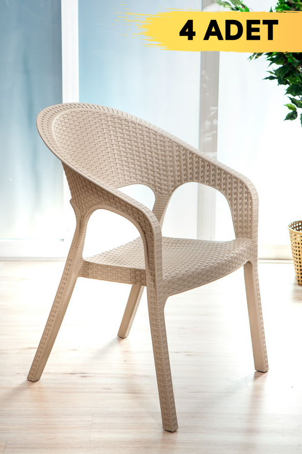 SANDALİE 4 Adet Garden Cappucino Sandalye / Balkon-Bahçe-Teras