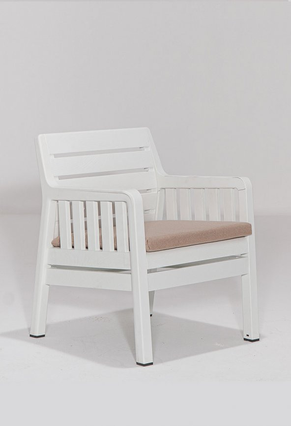 SANDALİE Lara Tekli 1 Kişilik Koltuk Balkon&Teras Bahçe Koltuk / Beyaz - 2