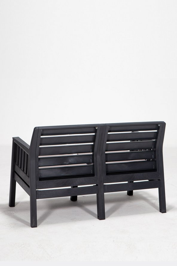 Modalife Lara Mindersiz 2+1+1+S Bahçe Çay Takımı Teras Mobilyası - Antrasit - 3