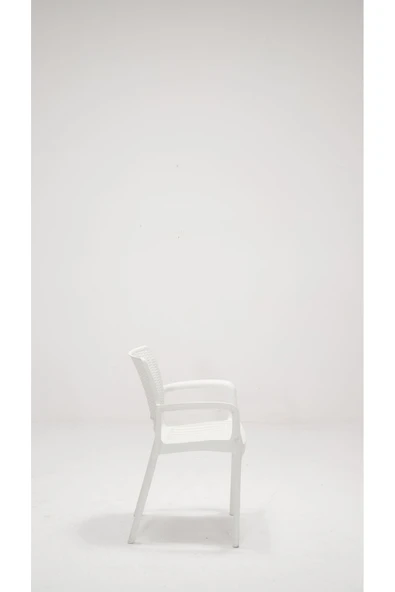 SANDALİE 4 Adet Rattan Lüx Beyaz Sandalye / Balkon-Bahçe-Teras - 2