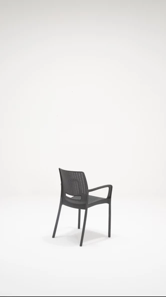 Sandalie Rattan Large Lüx Camlı Antrasit Masa Takımı Bahçe ve balkon 1 Camlı Masa + 6 Sandalye - 4